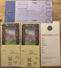 WIMBLEDON 2023 Ticket Stub bundle, queue card resale queue card 9th July