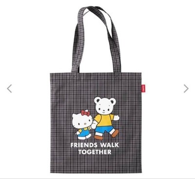 Hello Kitty x Familiar Black Check Tote Bag Sanrio Collaboration New
