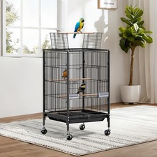 31-50" Parakeet Wire Bird Cage for Finches Canaries Carrier w/ Wheels In/Outdoor