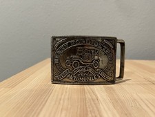 Vintage Henry Ford Brass Belt Buckle Model T Automobile Detroit Record Year