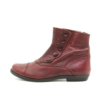 Kickers Damen 058342-50 Stiefelette Rot Leder Knopfakzente Stiefeletten EU 39