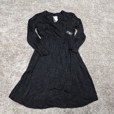 Express Dress Womens Medium Black Long Sleeve Jacquard V Neck $70 New