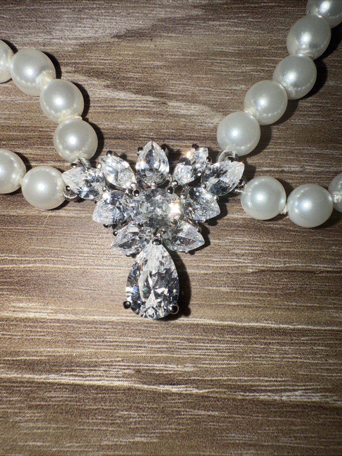 Sterling Silver Double Stranded Simulated Pearl N… - image 3