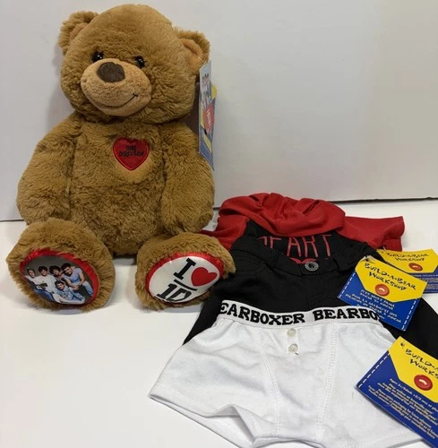 One Direction I Love 1D Build a Bear 16" Retired Heart Brown W/ Tags And Clothes