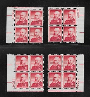 U.S. MNH 1959 TWELVE CENT HARRISON MATCHED SET OF PLATE BLOCKS SCOTT 1045