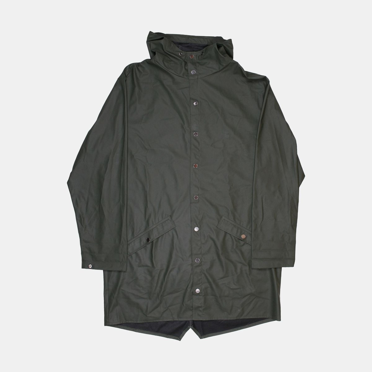 Men's Mid-Length Green Polyurethane Rains Coat Size XL