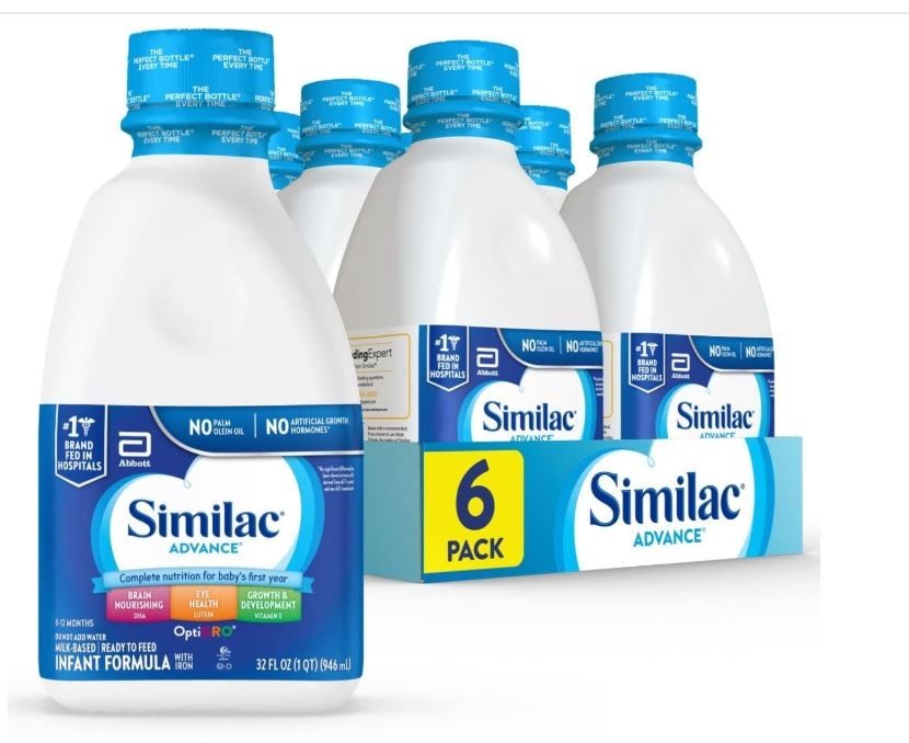 Similac Advance Infant Formula Iron, Ready-to-Feed Baby Formula, 32 Oz 6 Pack