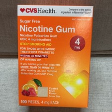 CVS Health Sugar-Free Nicotine Gum 4mg Coated Fruit 100 pcs Exp 03/2028