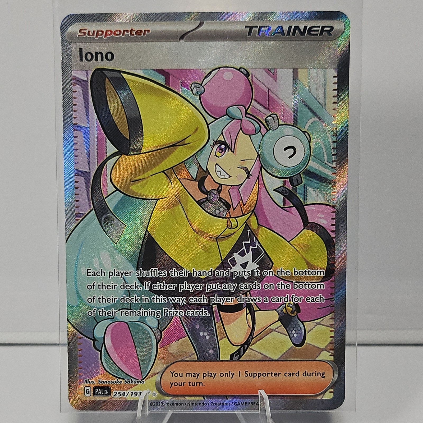 Iono Holo Ultra Rare Card 254/193 Sv02: Paldea Evolved, Pokemon Trainer Support