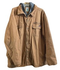 Genuine Dickies Mens Canvas Hooded Work Jacket XL 50-52 Brown Lined Hoodie