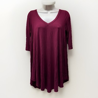 FINAL TOUCH NEUTRAL NATURAL S Maroon V-Neck Raglan Sleeve Stretch Tunic USA  VG 