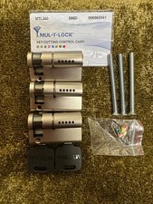 3x Mul-T-Lock MTL300 Half Euro Cylinders 45/10 Keyed Alike 2 Keys & Keycard 586D