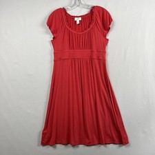 Ann Taylor Loft Dress size 6 Coral Flowy High Waist Knit Pleated Casual Beach