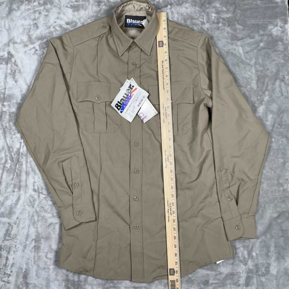 全新 Blauer Classact 男式衬衫 银色 棕褐色 15 (34-35) 全新带标签 工作制服纽扣 — 第 3/4 张图片
