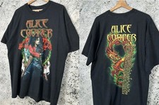 Vintage Alice Cooper 2002 Tour Rock Band 2 sided black tee QT4149