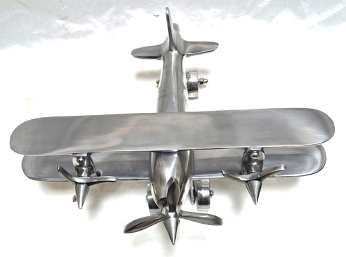 Vtg Art Deco Chrome Aluminum 1020s Biplane Airplane on Wheels