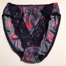 Vtg Bali 2335 High Cut/Leg Floral/Lace Brief Panties Size 6
