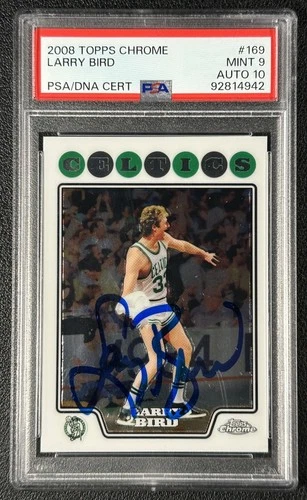 LARRY BIRD PSA 9 2008-09 TOPPS CHROME #169 DNA 10 AUTOGRAPH AUTO CELTICS 4942