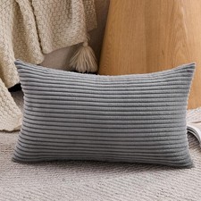 Set of 1 Dark Gray Lumbar Decorative Throw Pillow Cover 12x20 Inch for Sofa Livi