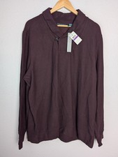 Perry Ellis Sweater Mens 2XL Purple Shawl Collar Cotton Blend Knit Pullover