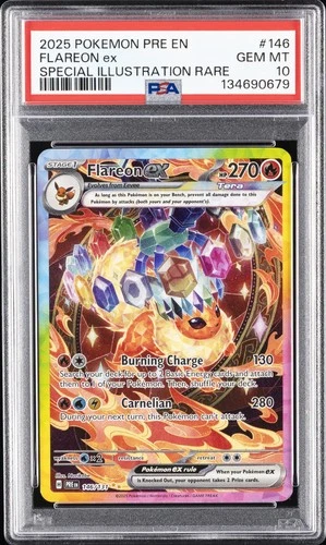 2025 POKEMON PRE EN-PRISMATIC EVOLUTIONS #146 FLAREON EX PSA 10