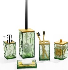 Sage Green Bathroom Accessories Set, Toothbrush Holder, Soap Green-5pcs