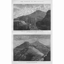 RUSSO-TURKISH WAR Batteries between Gabrovo & Shipka Pass - Antique Print 1877