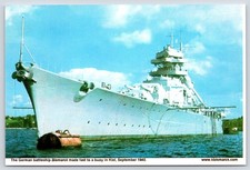 German Battleship Bismarck in Kiel Harbor 1940 Vintage Postcard