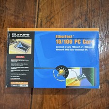 Vintage Linksys EtherFast 10/100 PCMCIA Ethernet Card PCMPC100 w/ Box  Cable