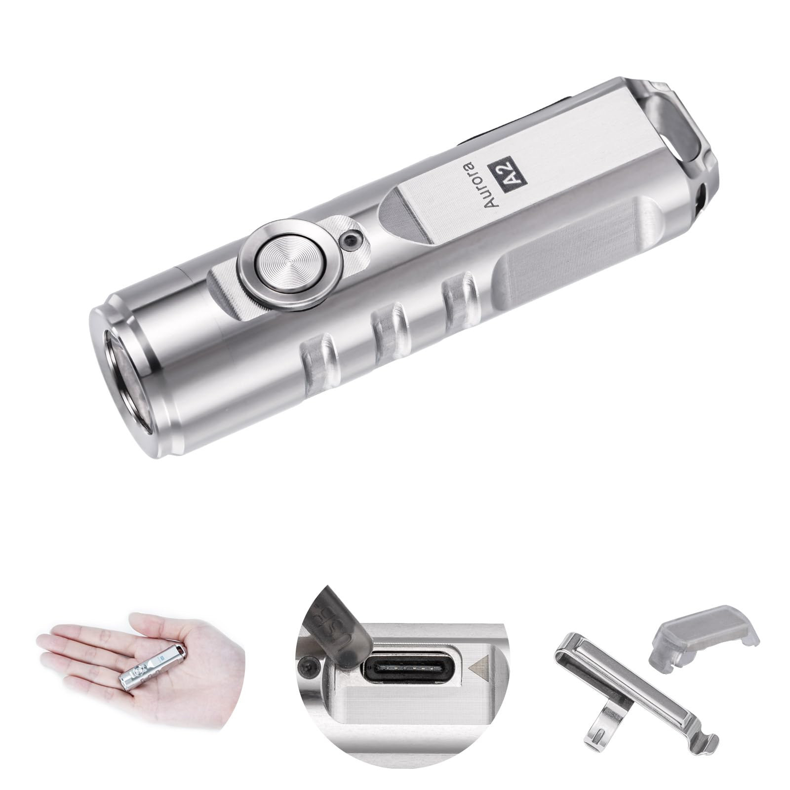 A2 G4 USB-C Rechargeable 650 Lumen LED Keychain Flashlight EDC Pocket Light