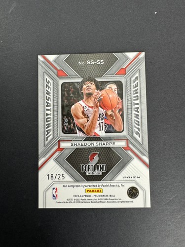 2023-24 Panini Prizm Shaedon Sharpe Sensazionali Firme Mojo /25 #SS-SS - Foto 2 di 2