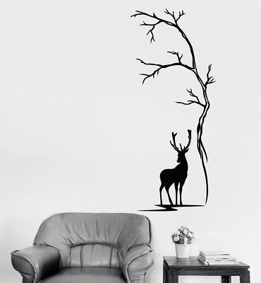 Vinyl Wall Decal Beautiful Deer Tree Animal Nature Hunting Stickers ...