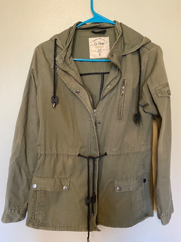 Ci Sono Original Womens Lightweight Jacket with Hood Army Green Size S