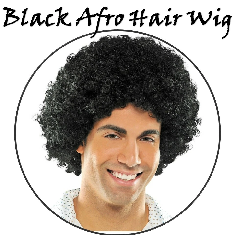 Black Afro Wig Costume Party Fancy Curly Hair Disco Dress 70s 80s