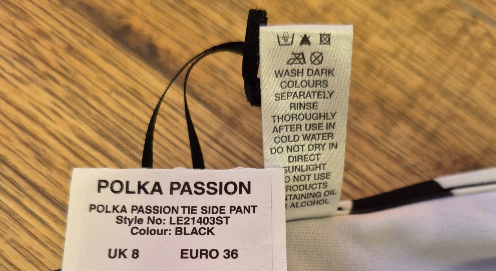 Lepel 'Polka Passion' Tie Side Bikini Bottoms Black/White UK 8 NWT image 6