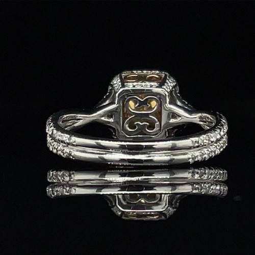 1.12ct Natural Fancy Yellow Cut-Cornered Square Modified Brilliant Diamond Ring - Picture 5 of 10