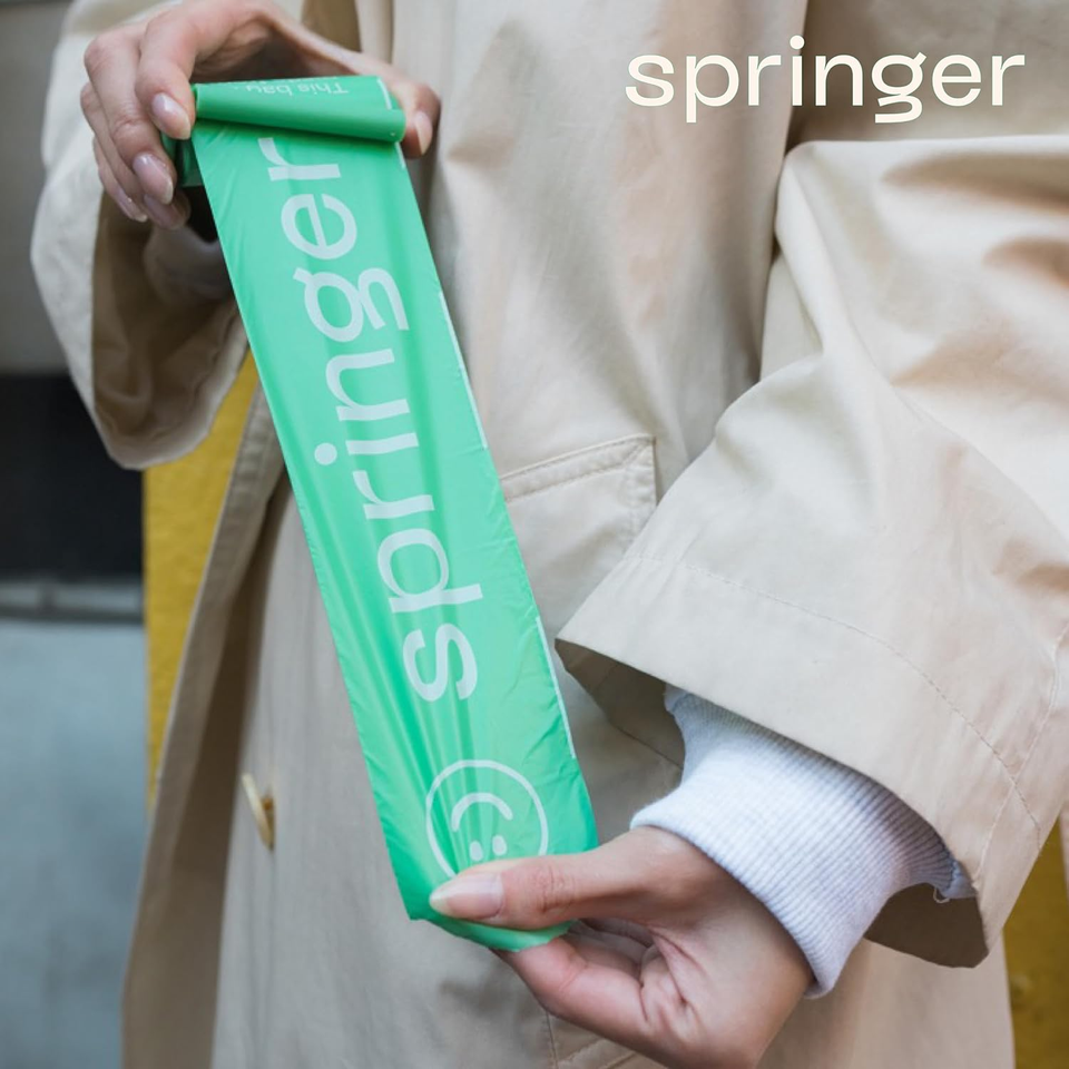 Dog Poop Bag Dispenser + Roll Green Bags Made from 70 Post