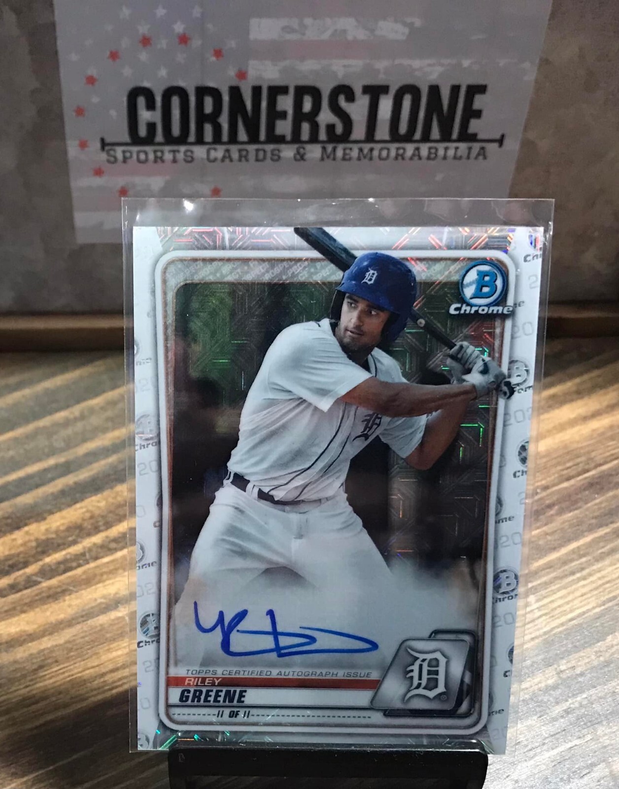 2020 Bowman Chrome Riley Greene Mojo RC Auto BMA-RG Tigers SP Hot!!!