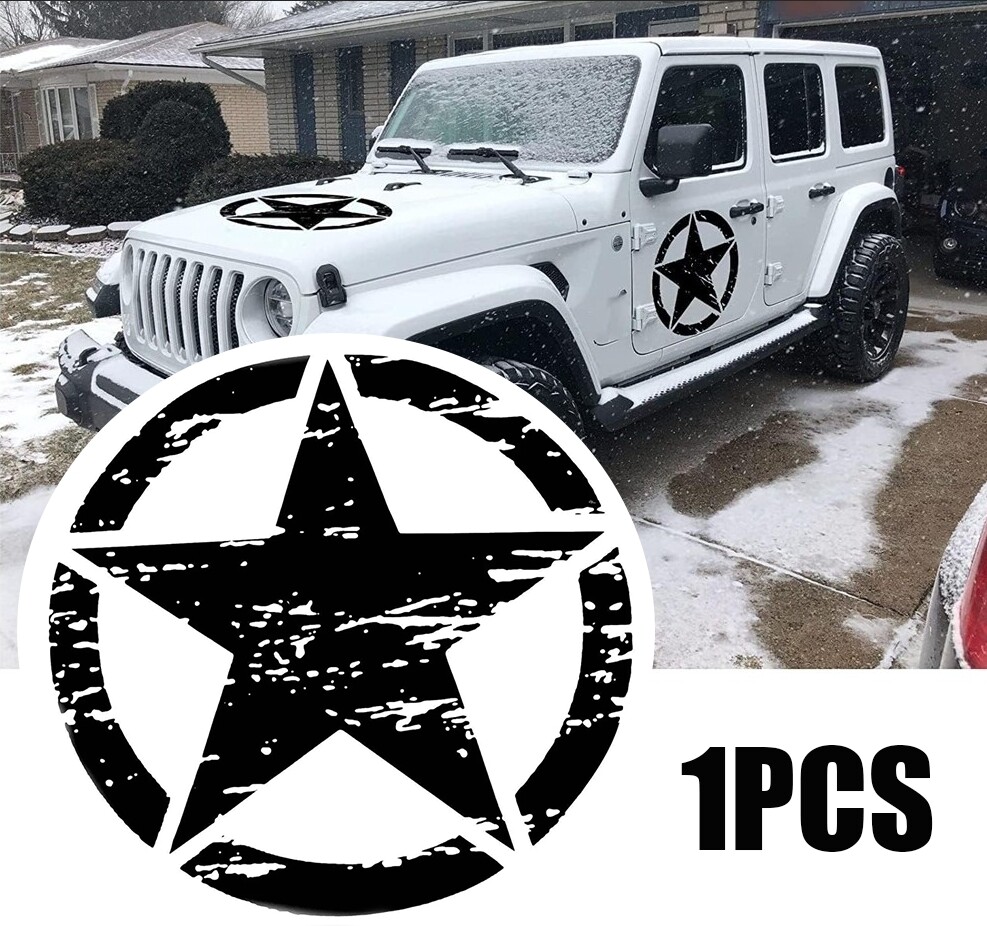 1X Military Army Star Distressed Sticker Decal for Car Truck SUV Hood or Door