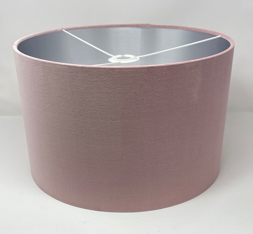 Lampshade Blush Pink Velvet Brushed Silver Drum Light Shade - 第 12/22 張圖片