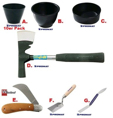 PROMAT Gipsbecher Gipserbeil Gipsmesser Gipsspachtel Stukkateureisen ab 1,- !!!