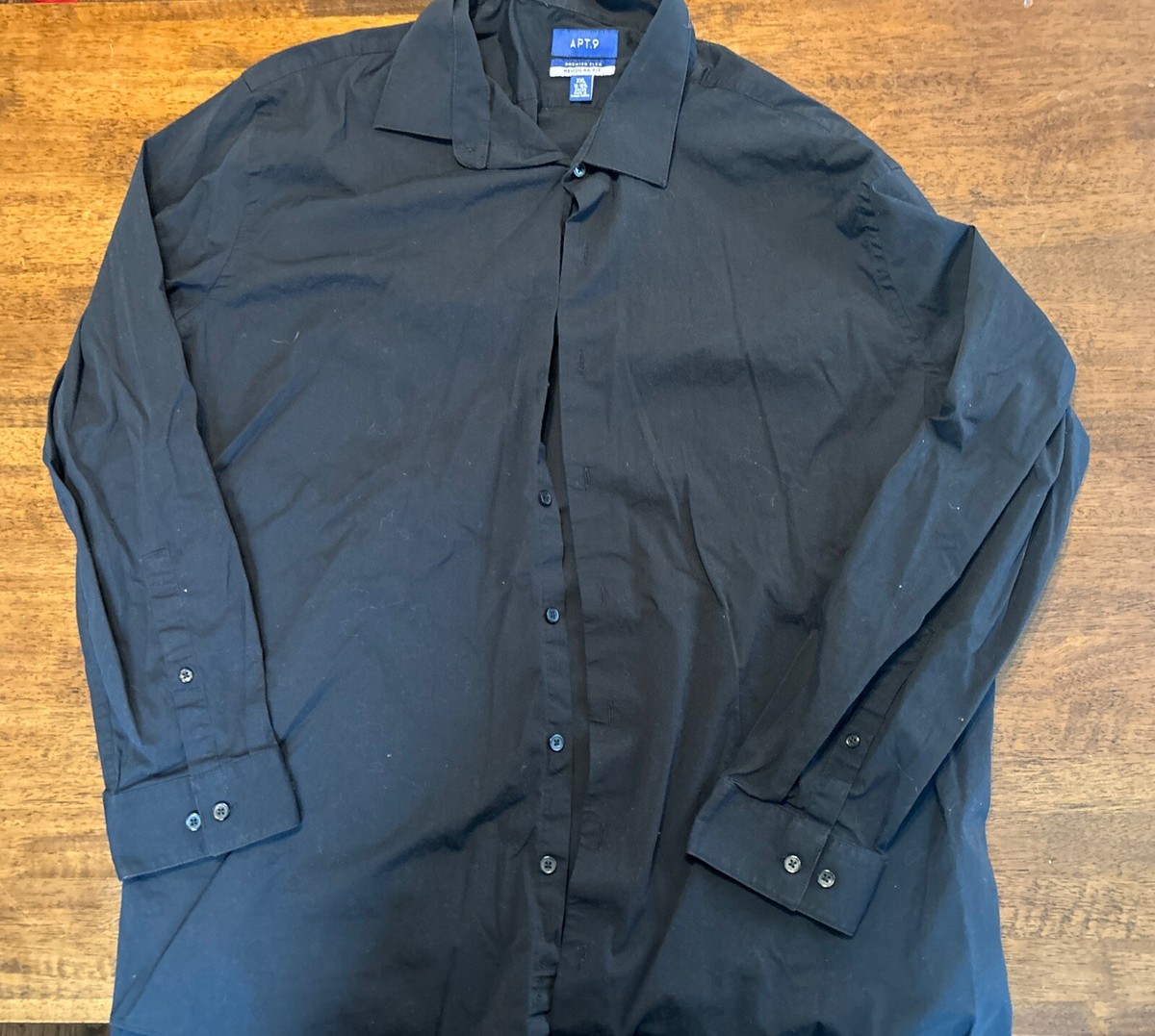 Apt 9 Button Down Dress Shirt Black Mens Size 2XL Premier Flex Regular Fit