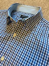 GORGEOUS JAEGER BLUE GINGHAM CLASSIC FIT SHIRT 14.5 COLLAR COST  90