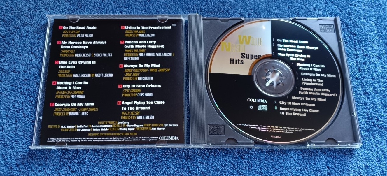 Super Hits by Willie Nelson CD On The Road Again Always On My Mind Blue Eyes