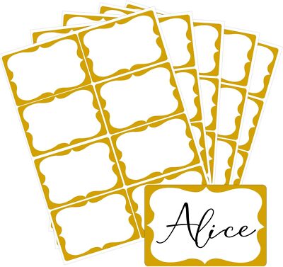 Gold Name Tags,2''x 3'' Tag Stickers with Border 200 2 x 3 inch, 