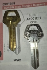 Corbin, A1101EH, CO88, CO66, 6CO11, (6 Pin) Vintage Key Blank.