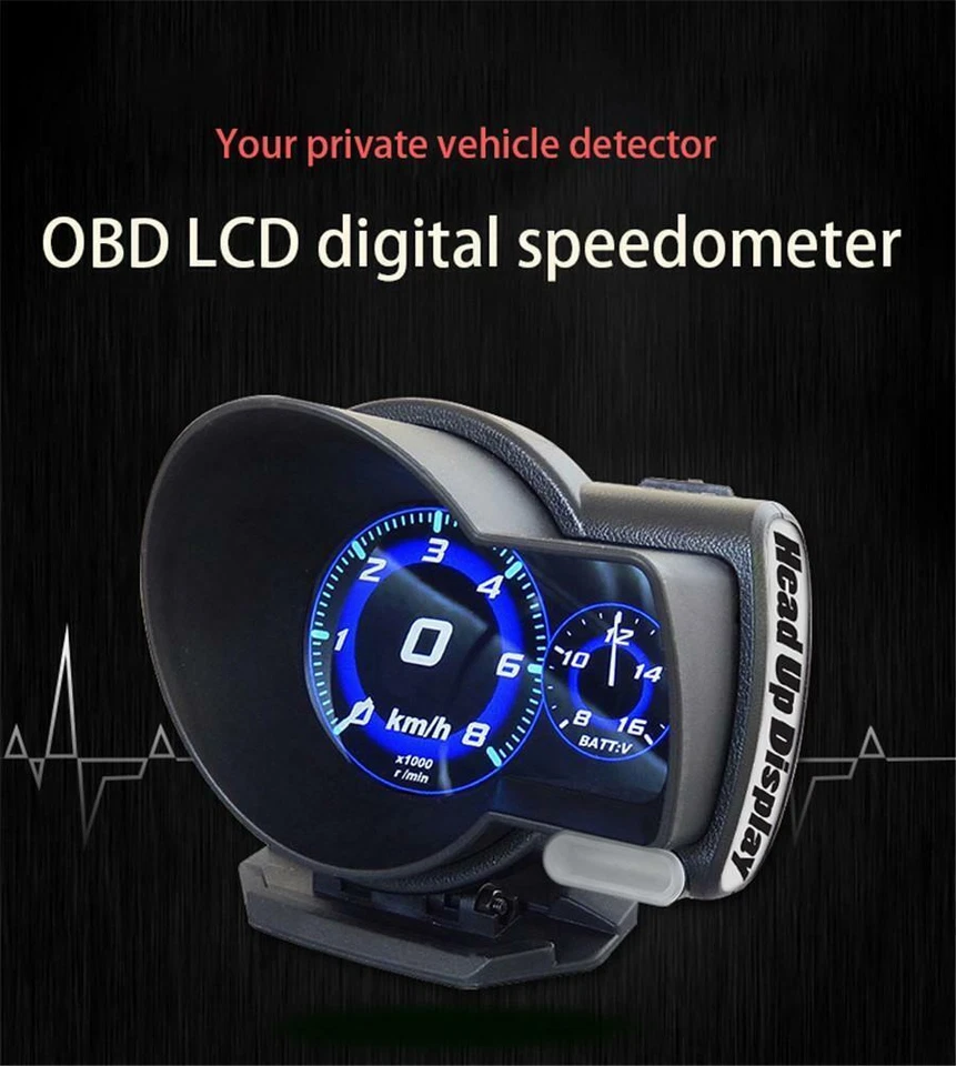 HUD Head-Up Display OBD2 Coche Digital Multi Gauge Boost Herramienta de Escaneo + Base de Pantalla Foto 4 de 4