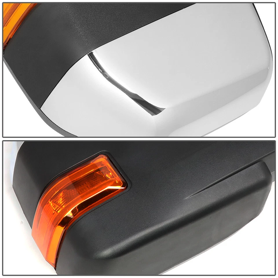 FOR 2004-2014 FORD F150 PAIR LED TURN SIGNAL MANUAL SIDE TOWING MIRROR CHROME - Image 4 of 4