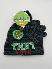 TMNT Teenage Mutant Ninja Turtle 2pcs Set Beanie, Gloves for Kids Unisex Grey