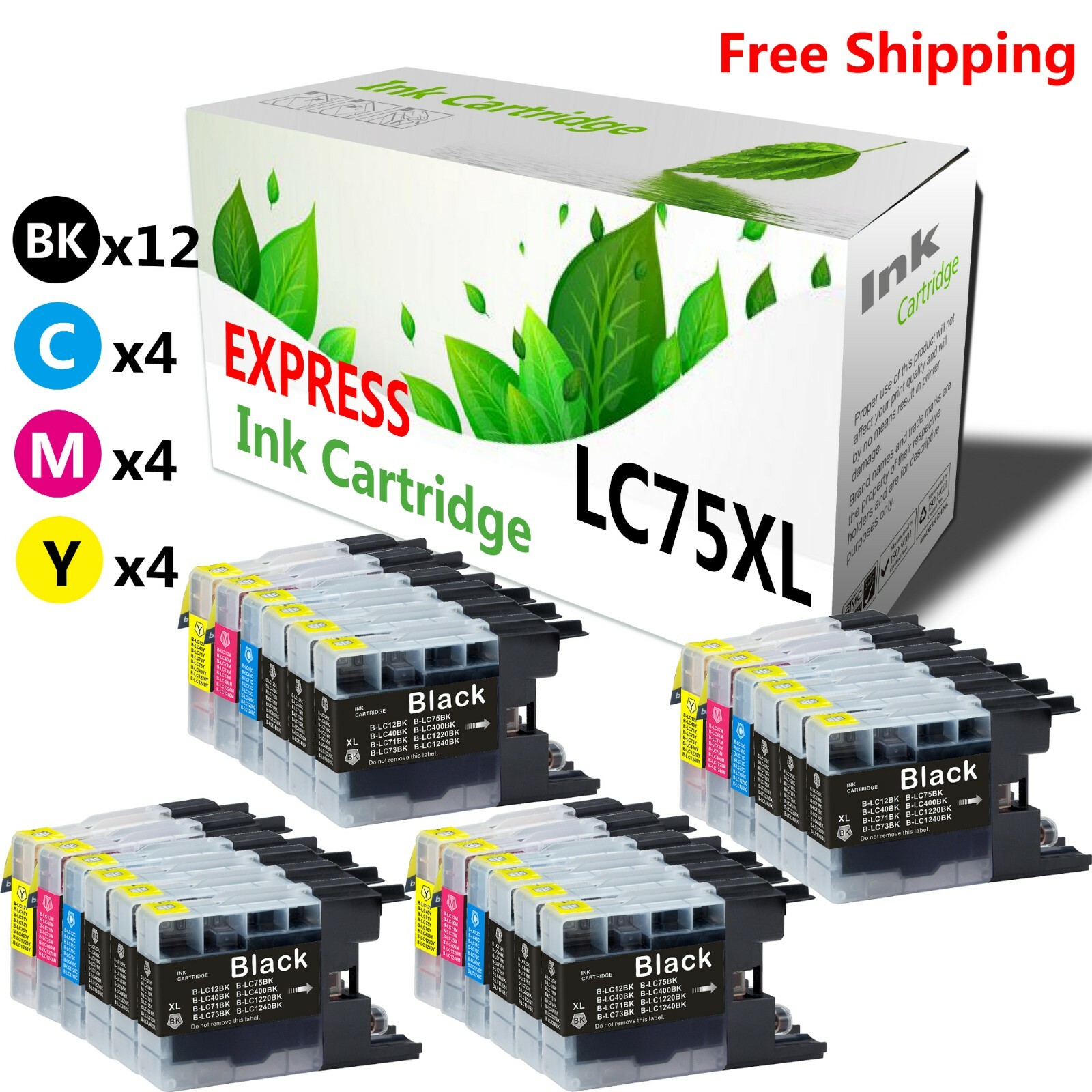 24 Pack LC 75 LC75 Ink Cartridge for Brother MFCJ6510DW MFCJ425W